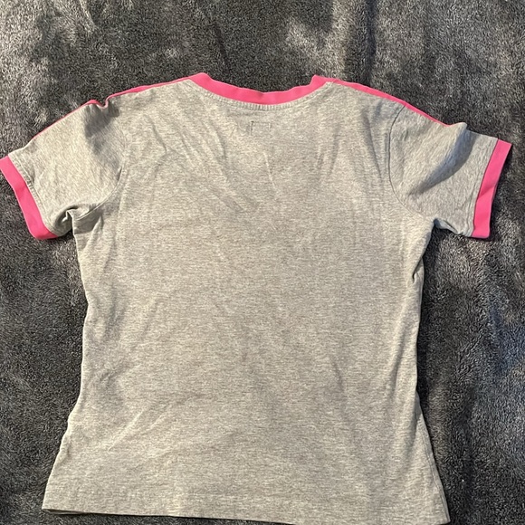 Y2K adidas stripe tee grey and pink circa 2004 size women’s medium - Picture 2 of 7